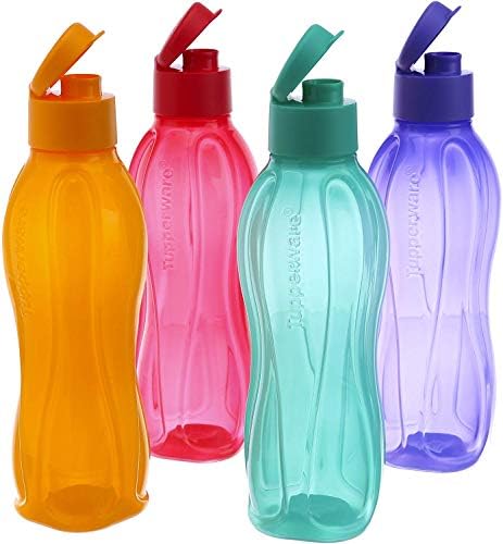 Tupperware Aquaslim Flip Top Water Bottle 750ml - 4pcs Conjunto