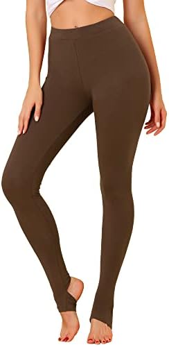 Allegra K Leggings femininos de cintura elástica ginástica Yoga Soft Cotton Stirrup calças
