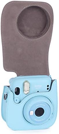 Case protetora de phetium compatível com Instax Mini 11 Câmera instantânea, bolsa de couro PU macio com bolso e alça de