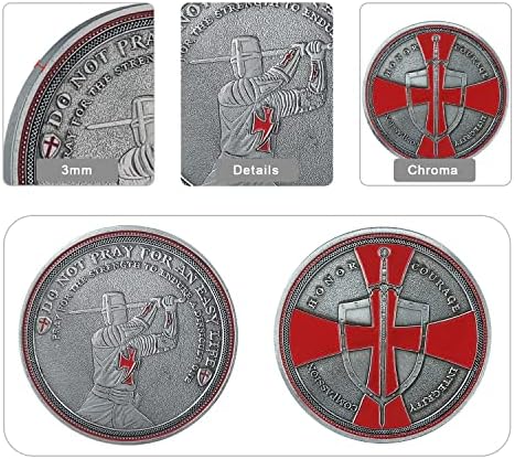 Bhealthlife Knight Templar Challenge Coin Red Cruz Coleção Religiosa Coleção Comemorativa Presente Comemorativo