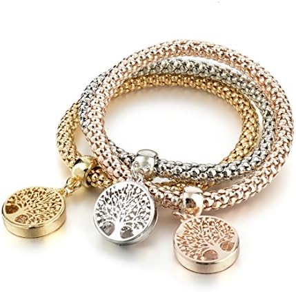 Longo caminho 3pcs ouro prata rosa ouro penteado pulseira de charme para mulheres estirando pulseira multicamada de cristal