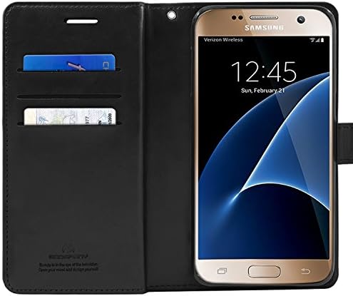 Carteira de Goospery Mansoor para Samsung Galaxy S7 Caso de dupla face do cartão de cartão Flip - preto