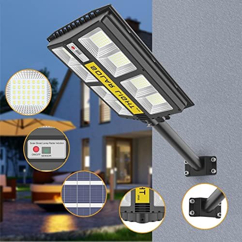 500W LED Solar Street Light, lâmpada de luzes solares à prova d'água, Luzes de Luzes de Segurança Solar Super Limpa Luzes de Inundação