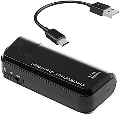 SUCCEST4SPORT Portable AA Battery Travel Charger para Blu Studio X6 e Recharger de emergência com luz LED! [Preto]