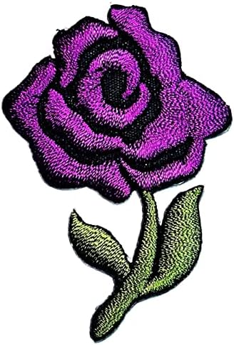Kleenplus 3pcs. Mini Rose Purple Rose Sew Iron em patches bordados Adesivos de moda Projetos de artesanato Acessório