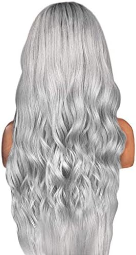 Ytooz europeu e americano feminino gradiente cinza preto Big Wave Long Curly Hair Wig 65cm