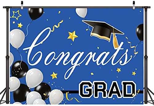 Lywygg 7x5ft 2023 Graduação de graduação Classificação de pano de fundo preto e branco Fotografia de balão de solteiro