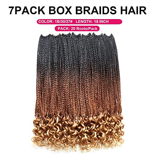 7 pacotes de 18 polegadas Caixa de crochê tranças cabelos com extremidades encaracoladas Bails de deusa boêmia preloberada Cabola