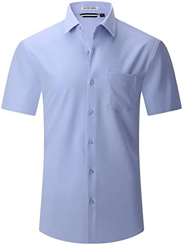 Warhorsee Mens Dress camisas de manga curta performance de 4 vias Ratra de garrafa de botão casual para baixo