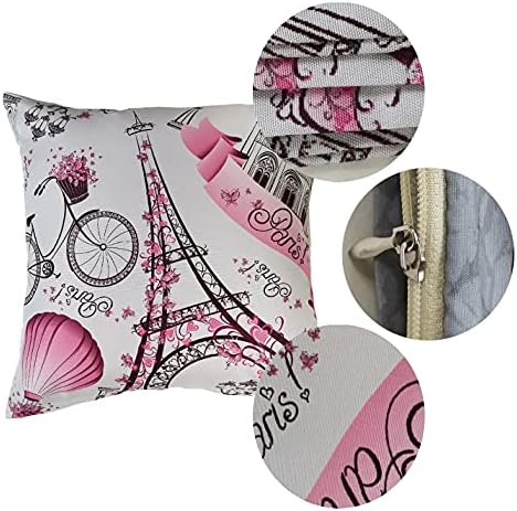 Slhets rosa Eiffel Tower Tower Pillow Capas de 18x18 'Romântico Paris Decorativo Pounhão Crega Crega Crega Caixa de almofada