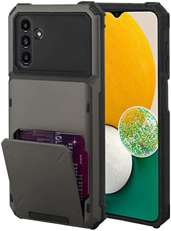 Caixa da carteira de Marphe para o estojo do Samsung Galaxy A14 5G com capa híbrida de proteção à prova de choques do cartão de crédito de 4 cartões com estojo de proteção para uso pesado compatível com o Samsung Galaxy A14-Gray