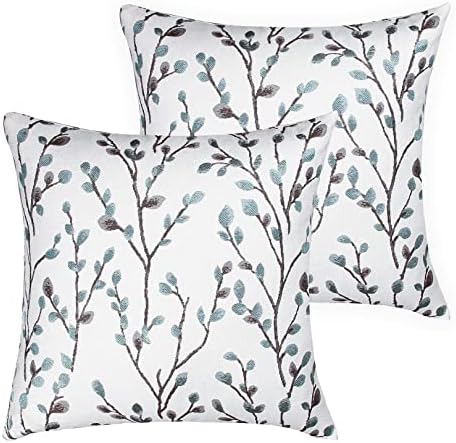 Conjunto básico de modelo de 2 capas de travesseiro Jacquard Trow Capas de folhas de travesseiros decorativos de almofada quadrada para sofá, 20 x 20 polegadas