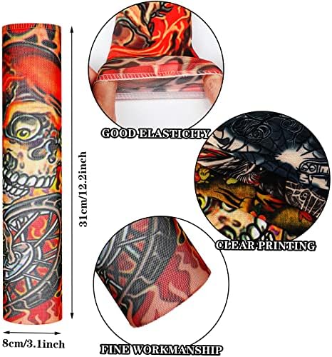 JECERY 16 PCS Manga temporária de tatuagem para crianças, deslizamento falso no protetor solar do braço, mangas de braço