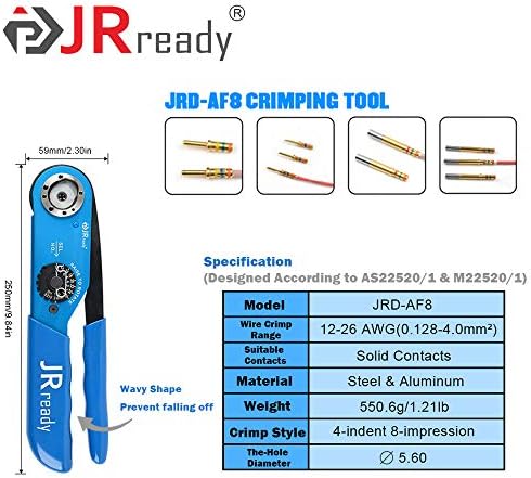 Kit Crimper JRoady JST2058 Adequado para os conectores Han Han, Wain 10A 、 16A Conector Eletrônico Contatos, JRD-AF8 e Posicionadores
