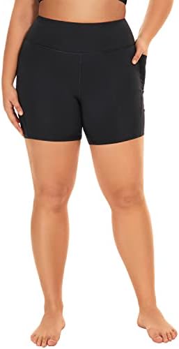 Marinavida plus size shorts de motociclista com bolsos de 6 Unsam para mulheres com cintura alta treino de shorts e shorts de