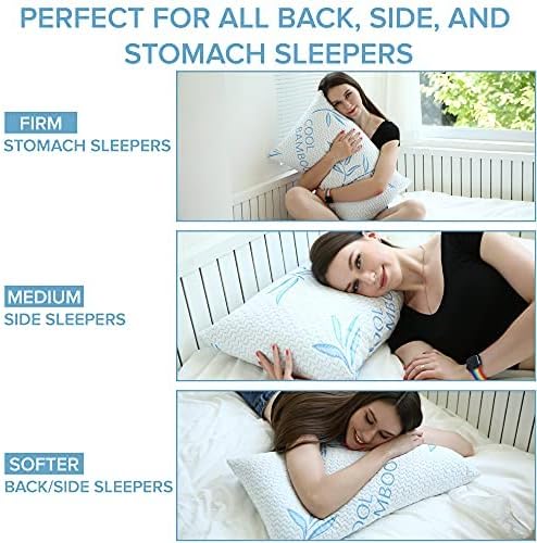 2 Pacote de travesseiros legais de bambu para dormir - travesseiros de cama ajustáveis ​​para dormir - travesseiro de luxo