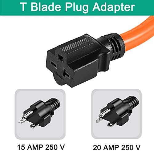 1,5 ft de serviço pesado NEMA 6-50p adaptador de 50 amp machado para NEMA 6-20R Adaptador/NEMA 6-15R T-Blade, 220 Adaptador Plug para