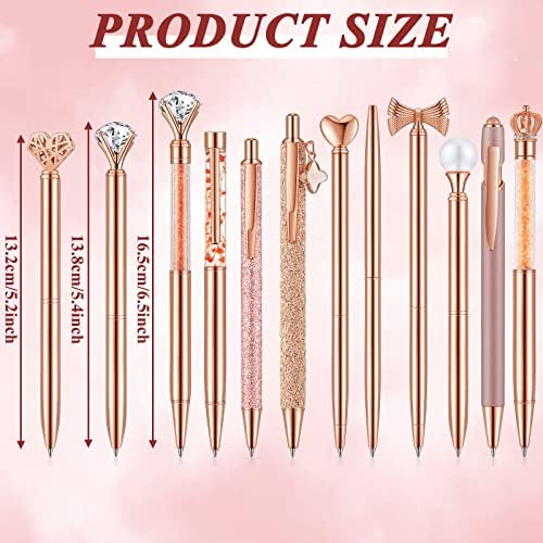 13 PCs Pen Rose Pen Pen Rose Gold Gold Gold Set Diamond Cute Cute Caneta preta Crystal Presens Presentes de caneta de