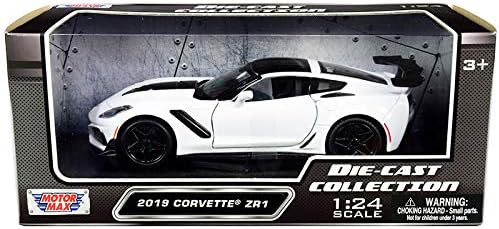 Diecast Car W/Exibição - 2019 Chevy Corvette ZR1, Branco - Motor Max 79356WH - 1/24 Escala Diecast Modelo Toy Car Car