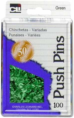 Charles Leonard Push Pins, preto, 100 pacote