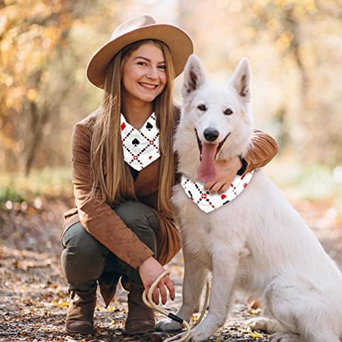 Bandanas de cães com padrão de cartas de jogo, 2 pacote de lenço de estimação lavável e macio Triângulo para cachorros grandes cachorros e gatos