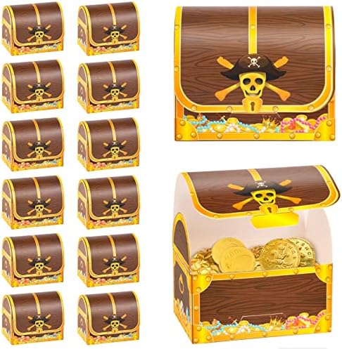 24 Pack Treasure Treat Boxes Chest Boxes Cardboard Pirate Treasure Trece