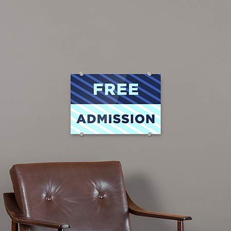 CGSignLab | Sinal de acrílico premium de admissão gratuita -Stripes Blue | 18 x12