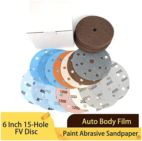 Lixa abrasiva de Zsblxhhjd 6 150mm 15 orifícios FV Ultra Fine Wet/Dry Gancho e Loop Auto Corpo Filme Roda de tinta