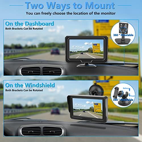 【6 Modos de linha -guia】 Câmera de backup 1080p AHD Sistemas de câmera de backup para câmeras de backup de carros W 4.3 '' Monitor LCD
