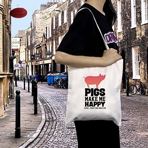 MBMSO Pig Tote Bag para porcos de porcos porcos me fazem feliz você não é muito porco saco de porco do proprietário de porco de tela