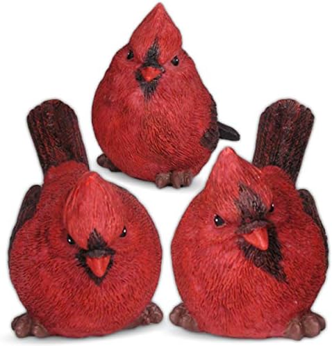 Banberry projeta a decoração de aves estatuetas cardinais - conjunto de 3 estilos - 3 polegadas de altura