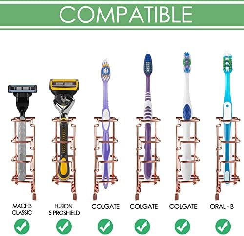 Pacote Linkidea 2 Pacote de dentes ventilado para banheiro, escova de dentes de aço inoxidável para escova de dentes elétricos, pasta