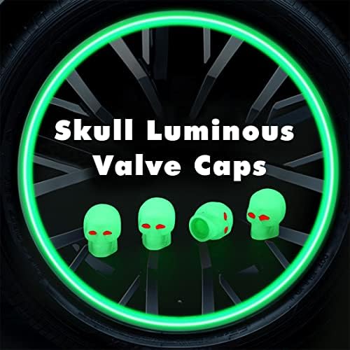 Voyfixa 12pcs Skull Universal Skull Fluorescente Camas de válvula de pneu de carro 12pcs, tampas de haste da válvula