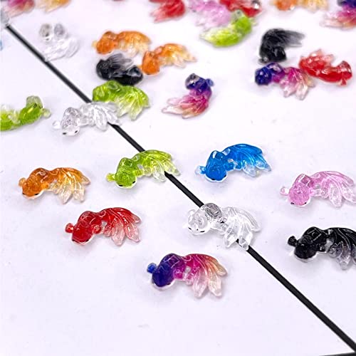 Kwolykim 50 peças pregos Fish colorido Fish Charms, resina Flatbacks Kawaii Diy Acessórios Acessórios Charms para Slime Nails