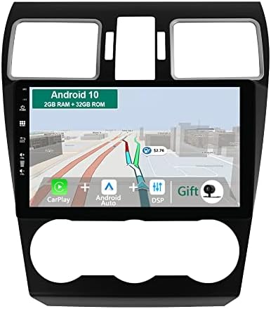 Bxliyer Android 10 estéreo de carro duplo duplo ajuste para Subaru Forester/XV/Wrx - [2g+32g] - DSP embutido/CarPlay/Android Auto - câmera mais livre -Support dab wifi bt volante rápido - 9 polegadas