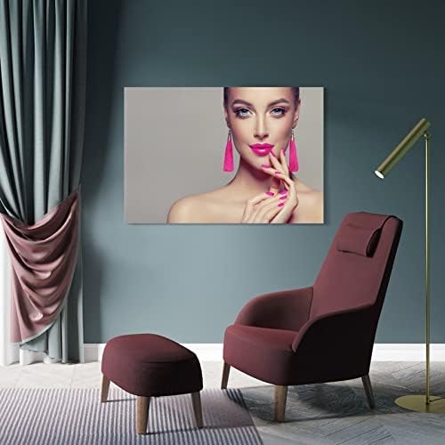 Posters de spa de salão de beleza lábios rosa moda moda rosa unhas de arte pôsteres de arte unhas Posters de arte de parede PRATAS