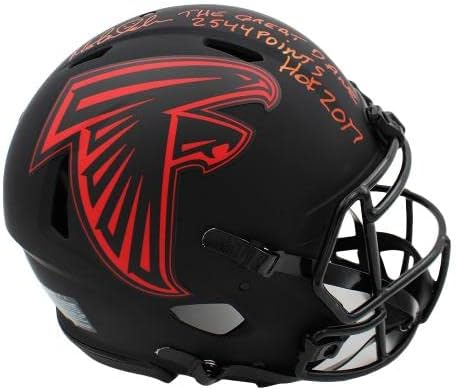 Morten Andersen assinou o capacete Eclipse autêntico do Atlanta Falcons com a inscrição “Hof 2017, The Great Dane, 2544 Points” - Capacetes NFL autografados