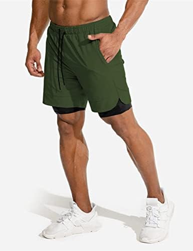 Coofandy Men's 2 pacote de bermuda 2 em 1 shorts de exercícios Treinamento de ginástica seca rápida Jogador atlético com bolsos de telefone