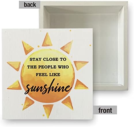 Sunshine Wood Box Assinando Rústico Verão Sunshine Sunshine Caixa de madeira Plata Decorativa Country Placa Bloco para Home Desk mesa