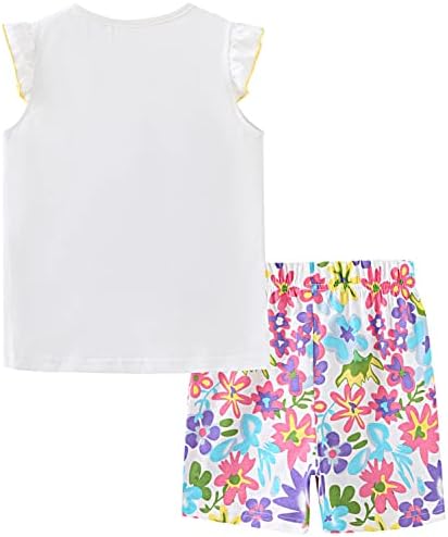 Bumeex Toddler Girls Roupa de verão Top de algodão e conjunto de roupas de shorts
