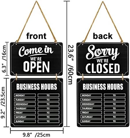 Lesnala Business Hours Sign, pendurando sinal aberto e fechado, sinais de horas de loja para loja de madeira aberta e fechada