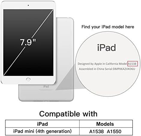 Caso Jetch para iPad Mini 4, capa inteligente com sono/acordamento automático