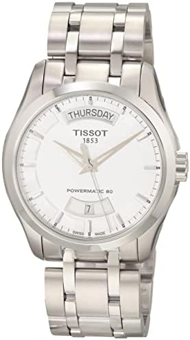 Tissot Mens Couturier 316L Caixa de aço inoxidável Swiss Relógio automático, cinza, aço inoxidável, 22