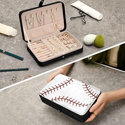 EMELIVOR Baseball Softball Cara de jóias Viagem Caso de jóias PU Couro de duas camadas Jóias Jóias Organizador de