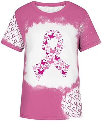 Camisa de câncer de mama Mulheres caem rosa câncer de mama Consciência fita de fita curta manga curta gente de trepadeira respirável túática de túnica