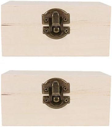Besportble Colar Organizer Box 2pcs Caixa de artesanato de madeira sem pintura caixa de jóias de madeira de armazenamento de