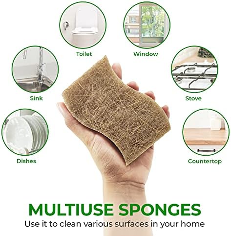 AirNex 24 Pacote de cozinha natural esponja - esponja biodegradável de celulose e lavador de coco - esponjas ecológicas para