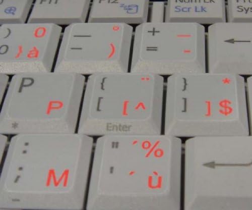 Decalques de teclado de fundo transparente belga holandês com letras vermelhas