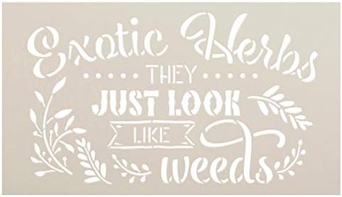 Ervas exóticas - Parece -se como Weeds Stencil por Studior12 | DIY Fun Garden Quote Decoração de casa | Sinais de madeira de artesanato e tinta | Selecione o tamanho