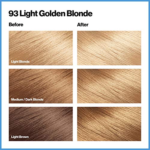 Revlon cor total de cor permanente da cor, limpa e vegana, de cobertura cinza tintura de cabelo, 93 loira dourada clara,